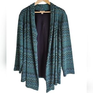 Womens Coldwater Creek Chevron Teel Cardigan Sweater Size 2X